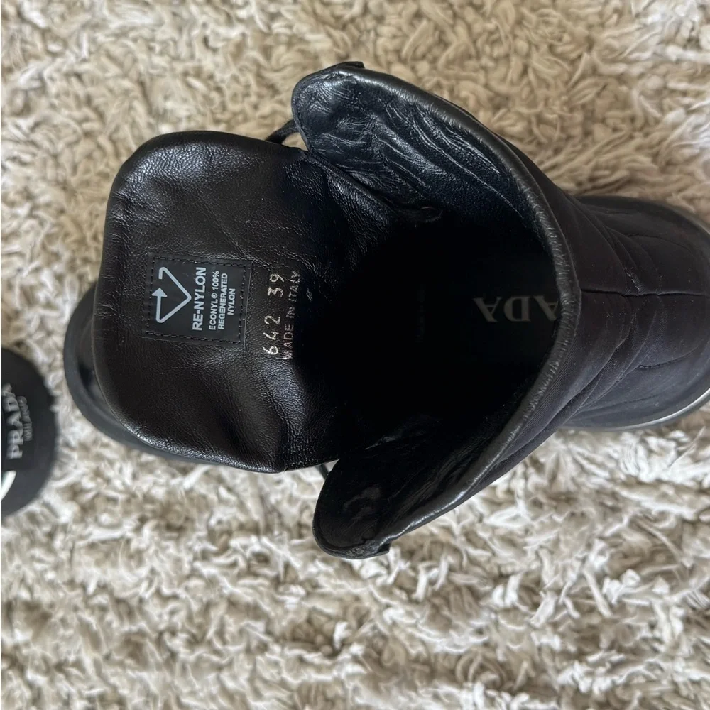 Prada Black Leather Sneakers Sleek Design - Picture 6 of 8